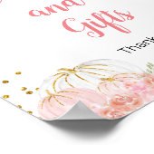 ピンクのフローラカボチャのカードとギフトサイン ポスター (角)