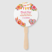 ピンクのフローラカラフルフィエスタベビーシャワー ハンドファン (裏面)