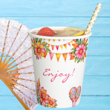 ピンクのフローラカラフルフィエスタベビーシャワー