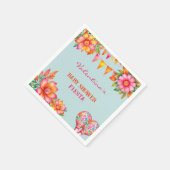 ピンクのフローラカラフルブルーフィエスタベビーシャワー スタンダードカクテルナプキン (角)