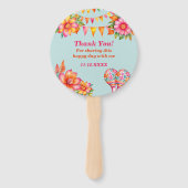 ピンクのフローラカラフルブルーフィエスタベビーシャワー ハンドファン (裏面)