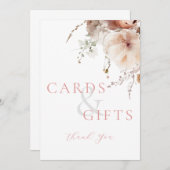 ピンクのフローラカードとギフトのブライダルシャワー記号 プログラム (正面/裏面)