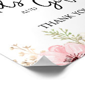 ピンクのフローラカードとギフト赤ちゃんシャワー ポスター (角)