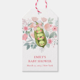 ピンクのフローラガーデンスイートピーインポッドベビーシャワー ギフトタグ