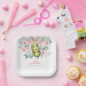 ピンクのフローラガーデンスイートピーインポッドベビーシャワー ペーパープレート (パーティー)