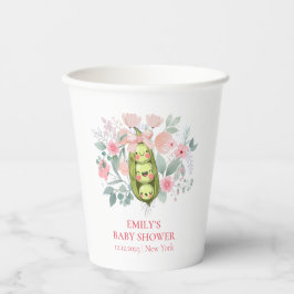 ピンクのフローラガーデンスイートピーインポッドベビーシャワー 紙コップ