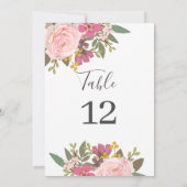 ピンクのフローラガーデンスプリングウェディングテーブル番号 (裏面)