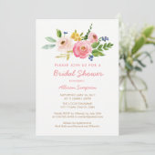 ピンクのフローラガーデンブライダルシャワー招待カード 招待状 (スタンド正面)