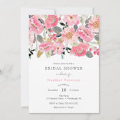 ピンクのフローラガーデンブライダルシャワー招待 招待状 (正面)