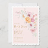 ピンクのフローラガーデンブライダルシャワー招待 招待状 (正面)