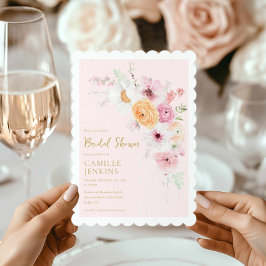 ピンクのフローラガーデンブライダルシャワー招待 招待状