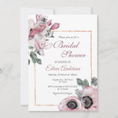 ピンクのフローラガーデンブライダルシャワー招待 招待状 (正面)