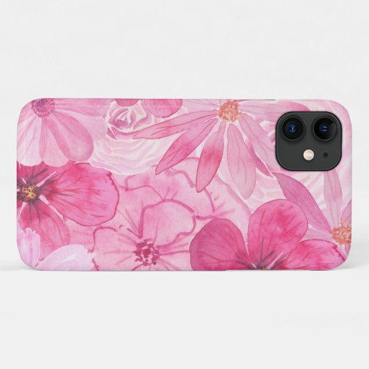 ピンクのフローラガーリーかわいらしデイジー牡丹抽象芸術 Case-Mate iPhoneケース (裏面(横))