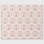 ピンクのフローラガーリーコケットボークリスマス ラッピングペーパー (フラット)