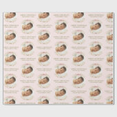 ピンクのフローラガーリーコケットボーフォトクリスマス ラッピングペーパー (フラット)