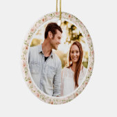 ピンクのフローラガーリーコケット1stクリスマス婚約した セラミックオーナメント (右)