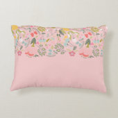 ピンクのフローラガーリーシックなモノグラム名パーソナライズされた アクセントクッション (裏面)
