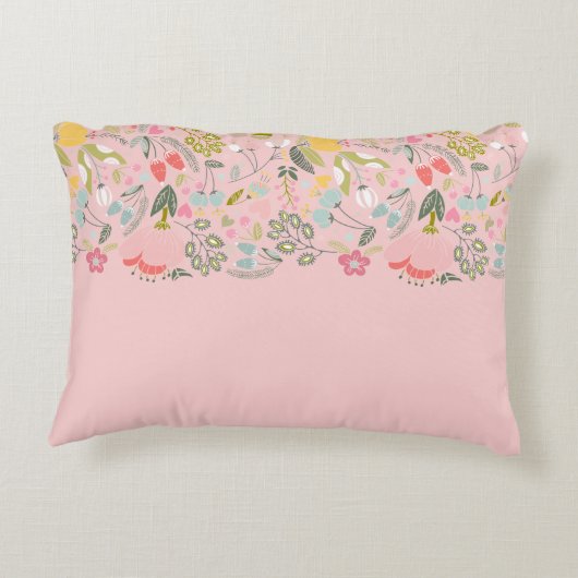 ピンクのフローラガーリーシックなモノグラム名パーソナライズされた アクセントクッション (裏面)