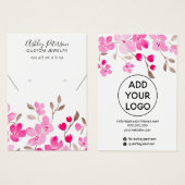 ピンクのフローラガーリージュエリーイヤリングネックレスディスプレイ (正面&裏面)