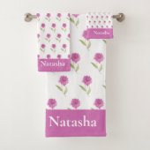 ピンクのフローラガーリーバスタオルセット バスタオルセット (インサイチュ)