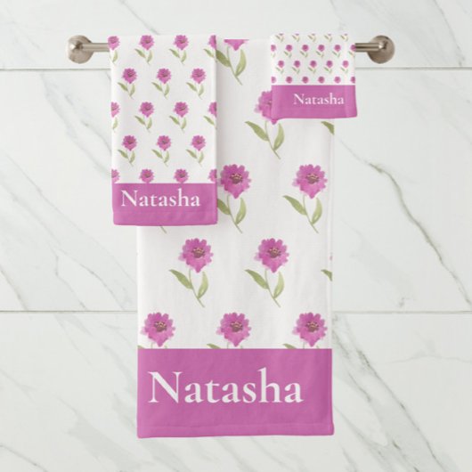 ピンクのフローラガーリーバスタオルセット バスタオルセット