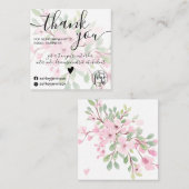 ピンクのフローラガーリー水の色感謝していを注文 スクエア名刺 (正面/裏面)