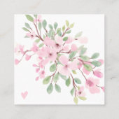 ピンクのフローラガーリー水の色感謝していを注文 スクエア名刺 (裏面)