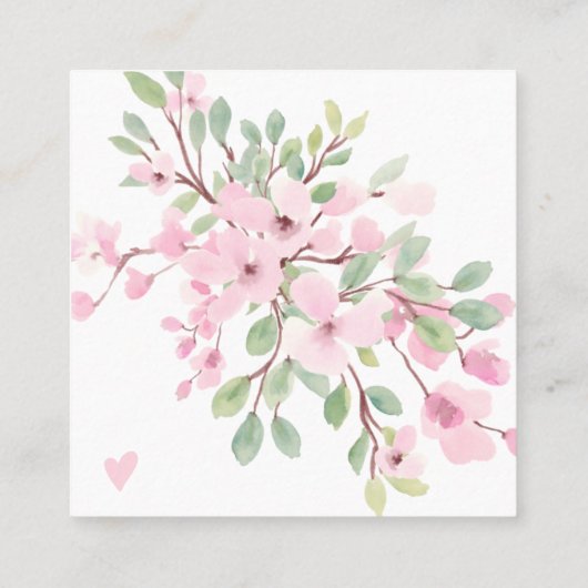 ピンクのフローラガーリー水の色感謝していを注文 スクエア名刺 (裏面)