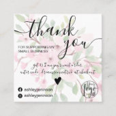 ピンクのフローラガーリー水の色感謝していを注文 スクエア名刺 (正面)