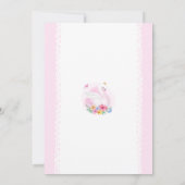 ピンクのフローラガールかわいい白鳥プリンセス赤ちゃんシャワー 招待状 (裏面)