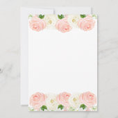 ピンクのフローラガールウォーター色のスクリプトベビーシャワー 招待状 (裏面)