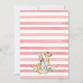 ピンクのフローラガールサファリジャングル動物ベビーシャワー 招待状 (裏面)