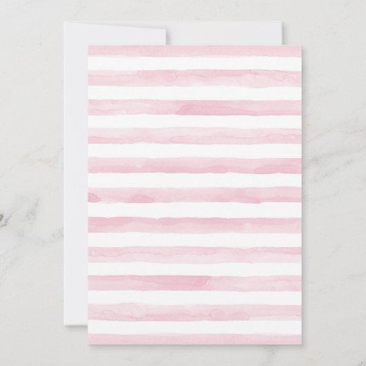 ピンクのフローラガールズサファリ動物ベビーシャワー 招待状 (裏面)