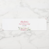 ピンクのフローラガールバースデーパーティー水ボトルラベル ペットボトルラベル (シングルラベル)