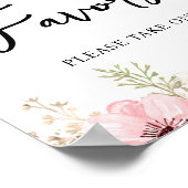 ピンクのフローラガールベビーシャワーの好意サイン ポスター (角)