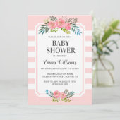 ピンクのフローラガールベビーシャワー招待状 招待状 (スタンド正面)