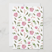 ピンクのフローラガールベビー写真誕生のお知らせ 案内状 (裏面)