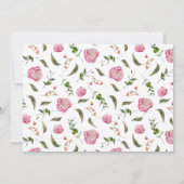 ピンクのフローラガールベビー写真誕生のお知らせ 案内状 (裏面)