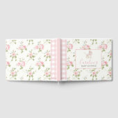 ピンクのフローラガール名門私立校風のサザンベビーシャワー ゲストブック (全面)