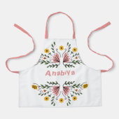 ピンクのフローラキッズ名スタイリッシュ エプロン (正面)