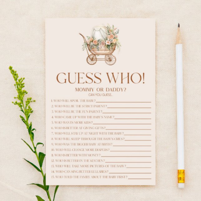 ピンクのフローラキャリッジ推測誰が赤ちゃんシャワーのゲーム (クリエイターアップロード済み)