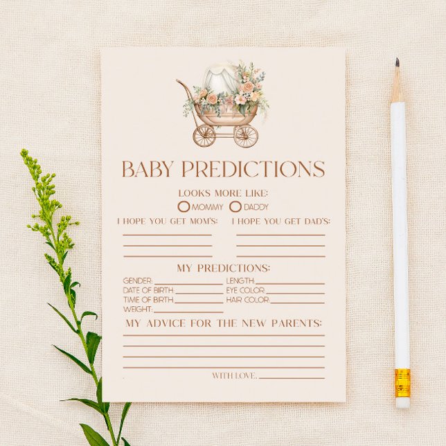 ピンクのフローラキャリッジ赤ちゃんシャワー予測ゲーム (クリエイターアップロード済み)