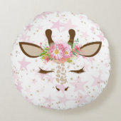 ピンクのフローラキリンの星 ラウンドクッション (正面)