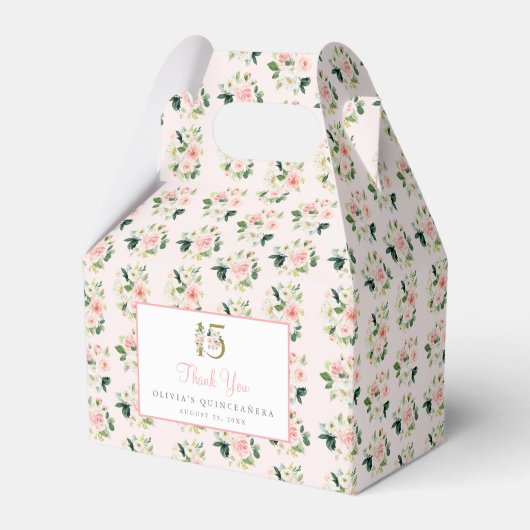 ピンクのフローラキンセアニラ好意ボックスMis XVバラ15 フェイバーボックス (正面サイド)