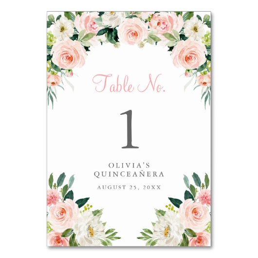 ピンクのフローラキンセアニラ表番号カードバラ テーブルナンバー (裏面)