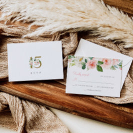 ピンクのフローラキンセアニラRSVPカード応答カード 出欠カード