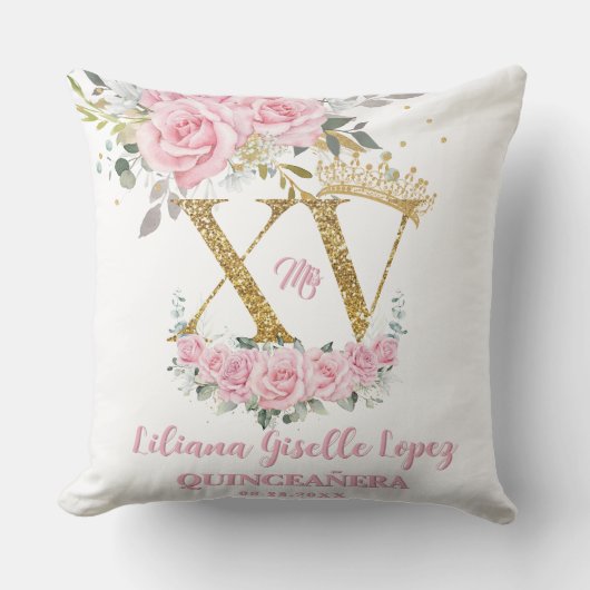 ピンクのフローラクラウンXVキンセアニラクインズキープサケ クッション (正面)