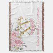 ピンクのフローラクラウンXVキンセアニラクインズキープサケ スローブランケット (正面縦)