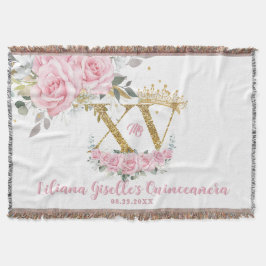 ピンクのフローラクラウンXVキンセアニラクインズキープサケ スローブランケット