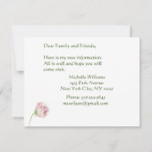 ピンクのフローラクラシックを移エレガント動 案内状 (裏面)